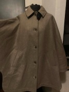 ZARA płaszcz peleryna kurtka trencz z wełną oversize brązowy taupe duży