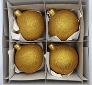 FI80 mm szklane komplet 4szt złoty brokat 34,4,ZŁ Prezent ! Okazja !