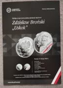 Folder - Ogłoszenie do srebrnej monety 10 zł ZDZISŁAW BROŃSKI „ Uskok"