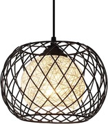 Lampa wisząca LED z abażurem rattanowym 24x18 cm, E27