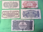 Zestaw banknotów z 1944 1zl, 2zł, 5zł, 10zł, 20zł