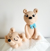 Zestaw Miś ROCZEK/CHRZEST - figurki z masy cukrowej dekoracje na tort