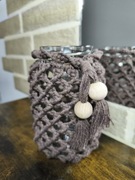 Makrama - słoik ozdobny,brązowy.