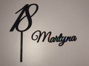 Toper na tort z Hologramem nowość! Duża cyfra plus imię na bok tortu