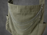 Metalowy potrójny łańcuszek do spodni, torby  z gwiazdkami dł. 38cm