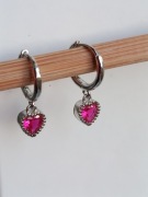 Kolczyki różowe serca srebro 925 na zatrzask