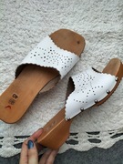 Drewniaki mule klapki skóra naturalna vintage retro Pinterest 