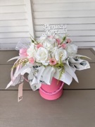 Różowy flowerbox na I Komunię Świętą