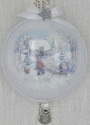 BOMBKA, MEDALION AKRYLOWY 11 CM DECOUPAGE RĘCZNIE ZDOBIONY