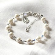 Różaniec bransoletka perły kryształy Swarovskiego