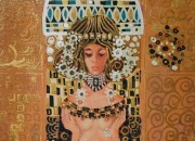 Jean Duval – obraz w stylu Gustava Klimta, ręcznie malowany, 35x60 cm, 1982