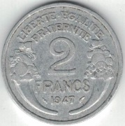 Francja Republika 2 franki francs 1947 nr 2