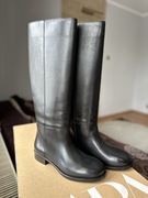 Czarne wysokie botki w stylu jeździeckim od ZARA rozmiar 37