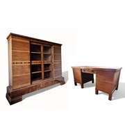 Komplet gabinetowy Art Deco z 1930 roku. Biurko, biblioteka. 