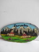 Stary Obrazek góralski na drewnie i szkatułka sztuka ludowa