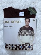 Sweter męski Gino Rossi M beżowo brązowy akryl wełna wool mix
