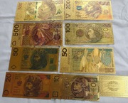 Zestaw polskie banknoty pozłacane