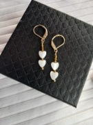 Kolczyki serduszka masa perłowa hematyt 