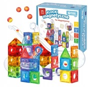 Tor kulkowy Klocki Magnetyczne Świecące Edukacyjne Konstrukcyjne 71 el 3l+