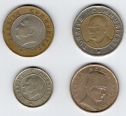 1 nowa lira 2005, 1 lira 2009, 100000 lir 2000, 25 kuruszy 2011 Turcja 4szt
