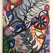 Abstrakcja obraz wolne Ptaki akrylami na plotnie 