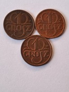 Zestaw 3 x 1 grosz 1937/1938/1939   