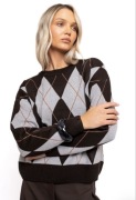 Sweter w romby Szary