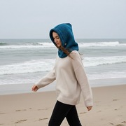 Ręcznie robiona balaclava kapturokomin czapka bawełna i merynos