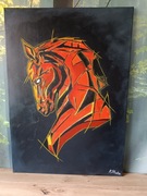 Duży obraz na płótnie, koń, czerwony koń, mroczny koń, demoniczny koń