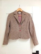 Elegancka beżowa biurowa marynarka 36S szampańska kremowa brązowa