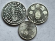 Argentyna Mundial 1978r 3000 peso 2000 peso 1000 peso 50 gr srebra