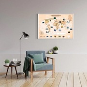 Mapa Świata na podkładzie z naturalnego korka 60x85cm