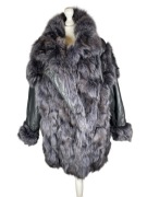 Kurtka z futra naturalnego lisów, indygo, M/L (38/40)