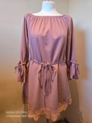 Włoska sukienka boho pudrowy róż – hiszpanka – rozm. UNI