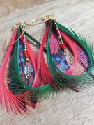 Kolczyki z włoskiej skóry stali chirurgicznej i naturalnych piór boho 