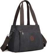 Torebka Listonoszka czarna Mała Materiałowa z tkaniny Canvas Kono Corina