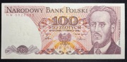 Banknot Polska Mały PRL 100 złotych 1986 r. Seria NW Stan -I -UNC Waryński