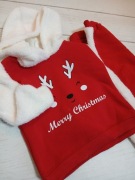 Komplet dresowy na święta z kapturem czerwony ciepły my bella r. 4lata