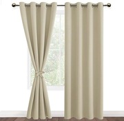 Zasłony zaciemniające termiczne 140x245 cm,2 szt, Przelotki, Jasny Beż