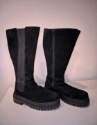 Kozaki czarne zamsz  Ulla Popken  r 43 XXL na szeroką nogę tęgość H