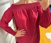 malinowa bluzka Hiszpanka ramiona xs 34 jesień okazja