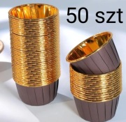 Foremki papierowe brąz złoto 6.5*4.8*3.9cm do babeczek muffinek 50 szt