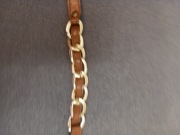 Pasek cienki brązowo złoty 