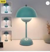 Lampka Nocna LED Stołowa Niebieska Grzybek USB 