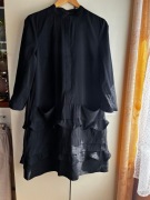 38 M COS mała czarna fantazyjna sukienka rękaw do łokcia jesień 