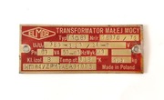 Tabliczka znamionowa kolekcjonerska ELMOR Transformator małej mocy TMO63
