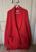Kardigan sweter Zara mięsisty L czerwony