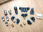 Zestaw złączek pneumatycznych wtykowych 8mm 1/4" i 1/8", kolanko