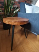 Okrągły stolik 47 cm z egzotycznego drewna zebrano