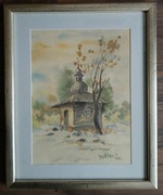 Akwarela, sygnowana Wiktor Zin, 54cm x 44cm, Passe-partout